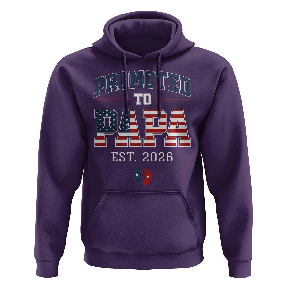 Patriotic Promoted To Dad Est 2026 Hoodie US Flag New Father Gift