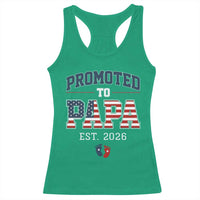 Patriotic Promoted To Dad Est 2026 Racerback Tank Top US Flag New Father Gift
