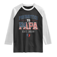 Patriotic Promoted To Dad Est 2026 Raglan Shirt US Flag New Father Gift
