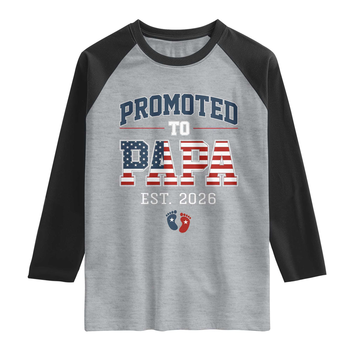 Patriotic Promoted To Dad Est 2026 Raglan Shirt US Flag New Father Gift