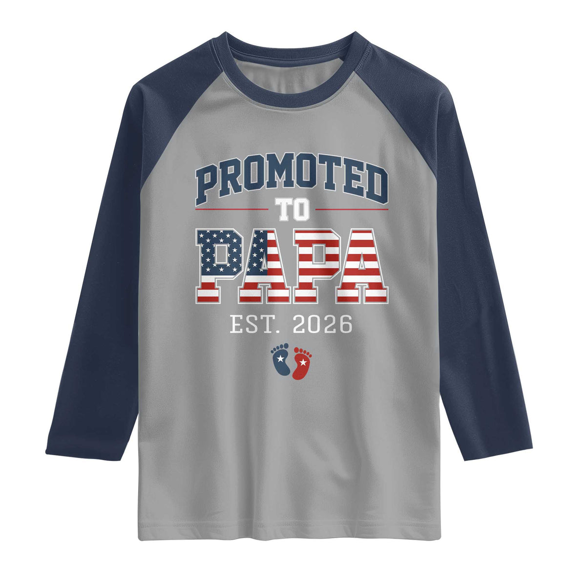 Patriotic Promoted To Dad Est 2026 Raglan Shirt US Flag New Father Gift