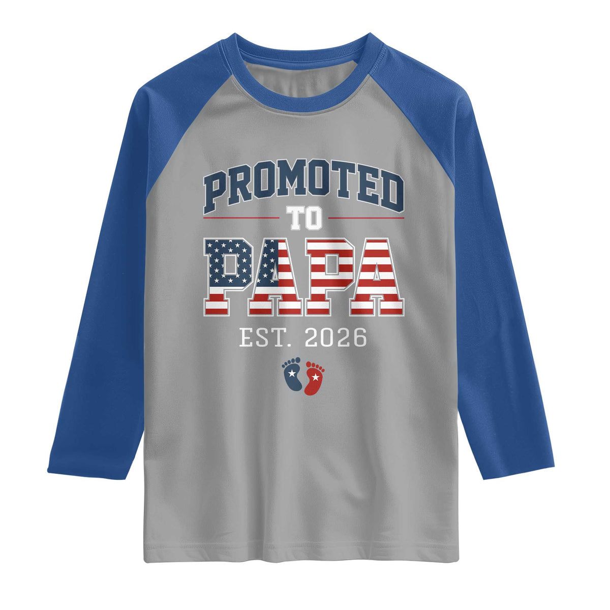 Patriotic Promoted To Dad Est 2026 Raglan Shirt US Flag New Father Gift
