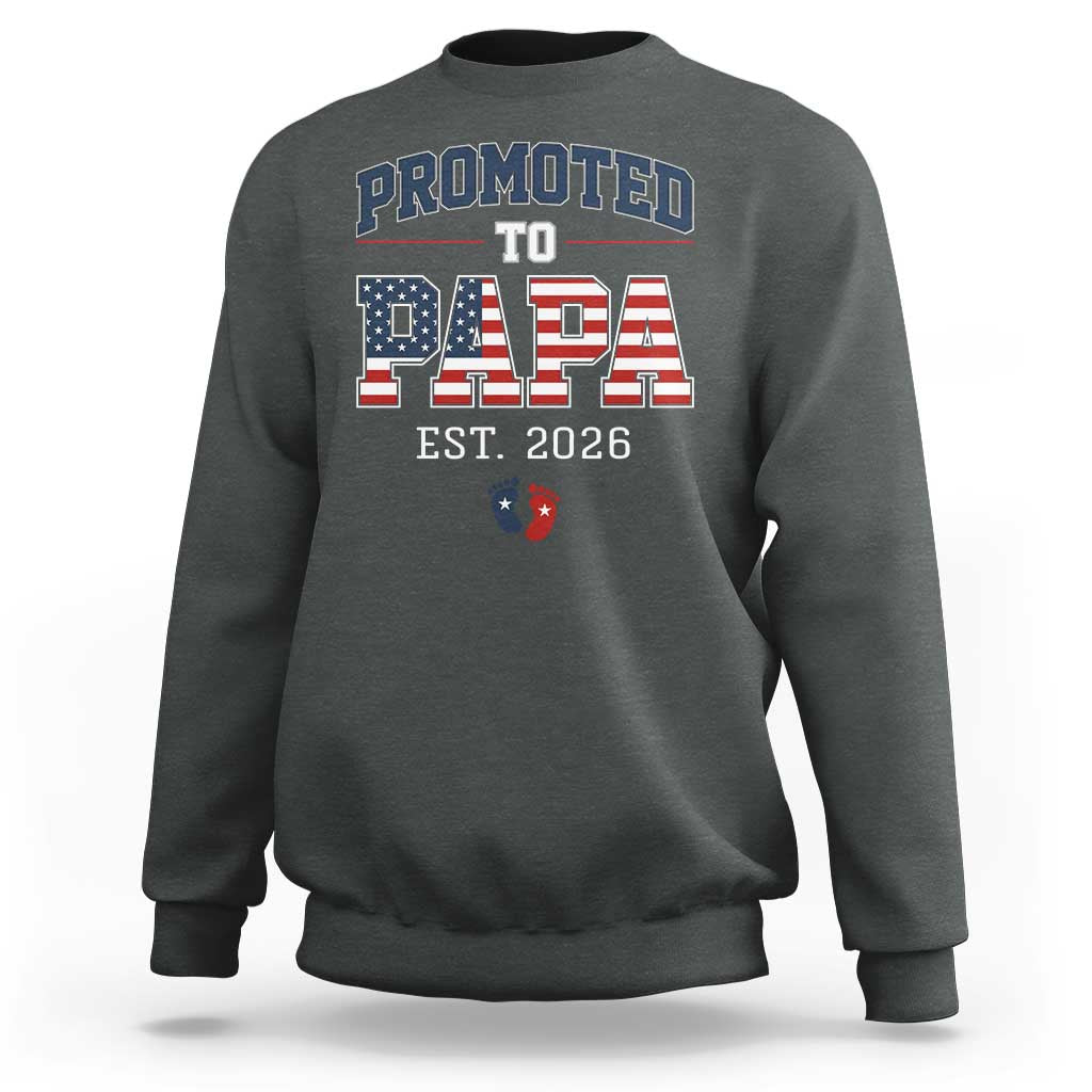 Patriotic Promoted To Dad Est 2026 Sweatshirt US Flag New Father Gift