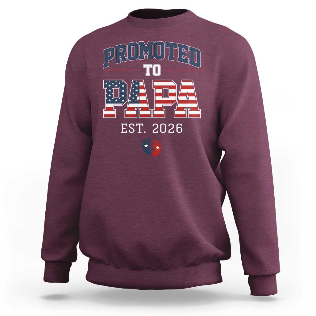 Patriotic Promoted To Dad Est 2026 Sweatshirt US Flag New Father Gift
