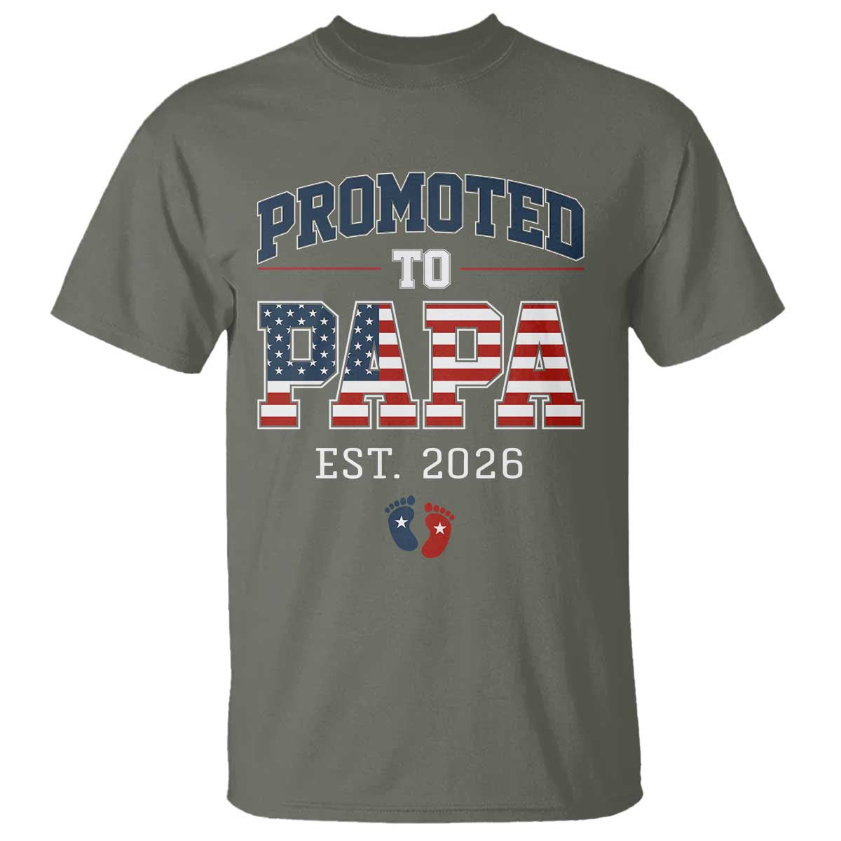 Patriotic Promoted To Dad Est 2026 T Shirt US Flag New Father Gift