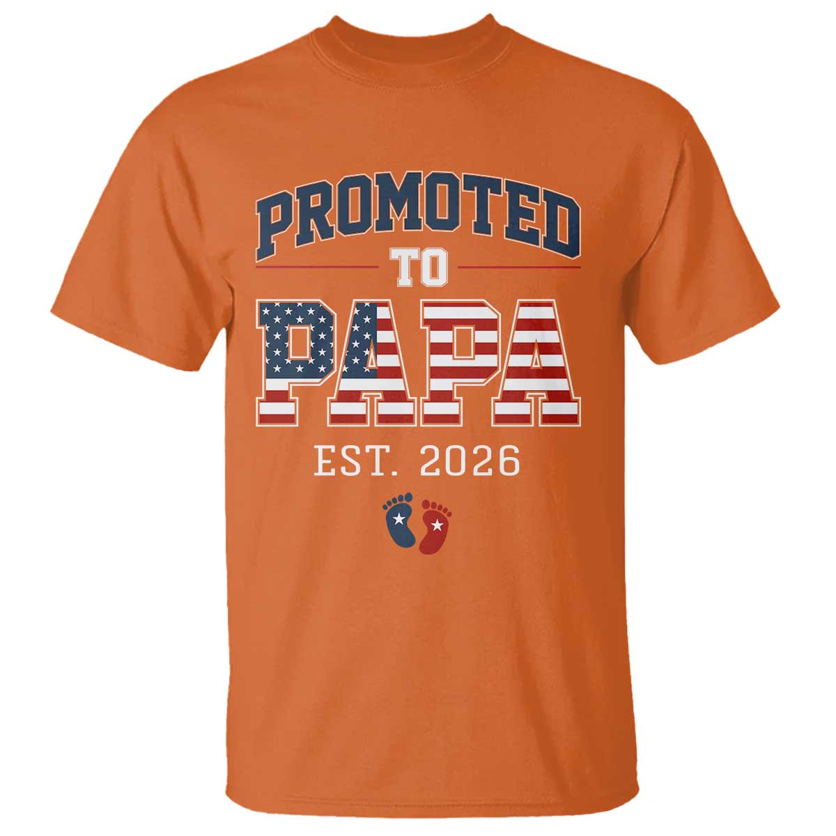 Patriotic Promoted To Dad Est 2026 T Shirt US Flag New Father Gift