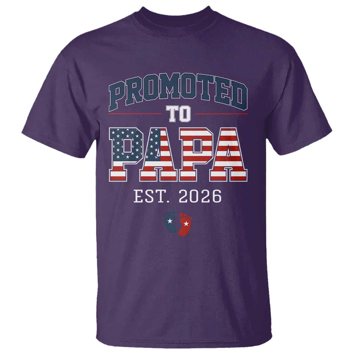 Patriotic Promoted To Dad Est 2026 T Shirt US Flag New Father Gift