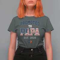 Patriotic Promoted To Dad Est 2026 T Shirt For Women US Flag New Father Gift