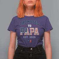 Patriotic Promoted To Dad Est 2026 T Shirt For Women US Flag New Father Gift