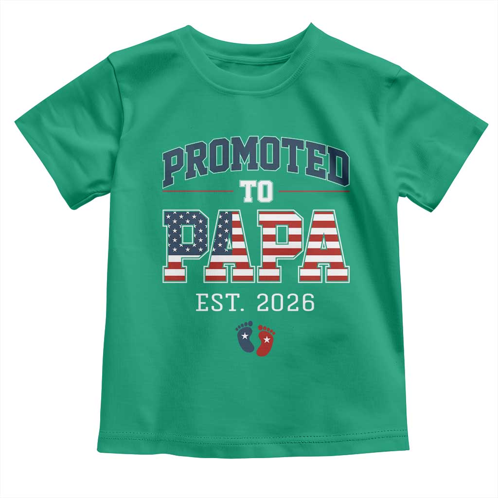 Patriotic Promoted To Dad Est 2026 Toddler T Shirt US Flag New Father Gift