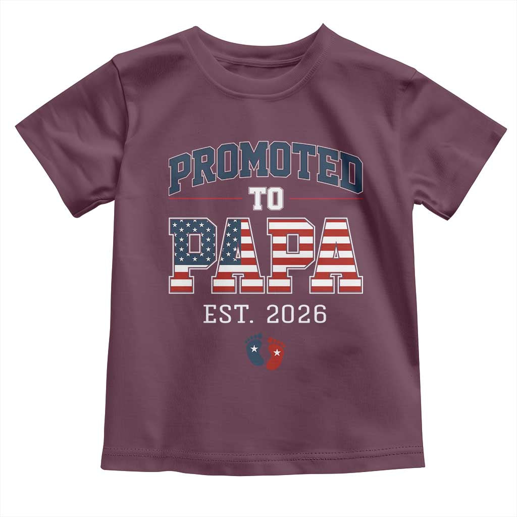 Patriotic Promoted To Dad Est 2026 Toddler T Shirt US Flag New Father Gift