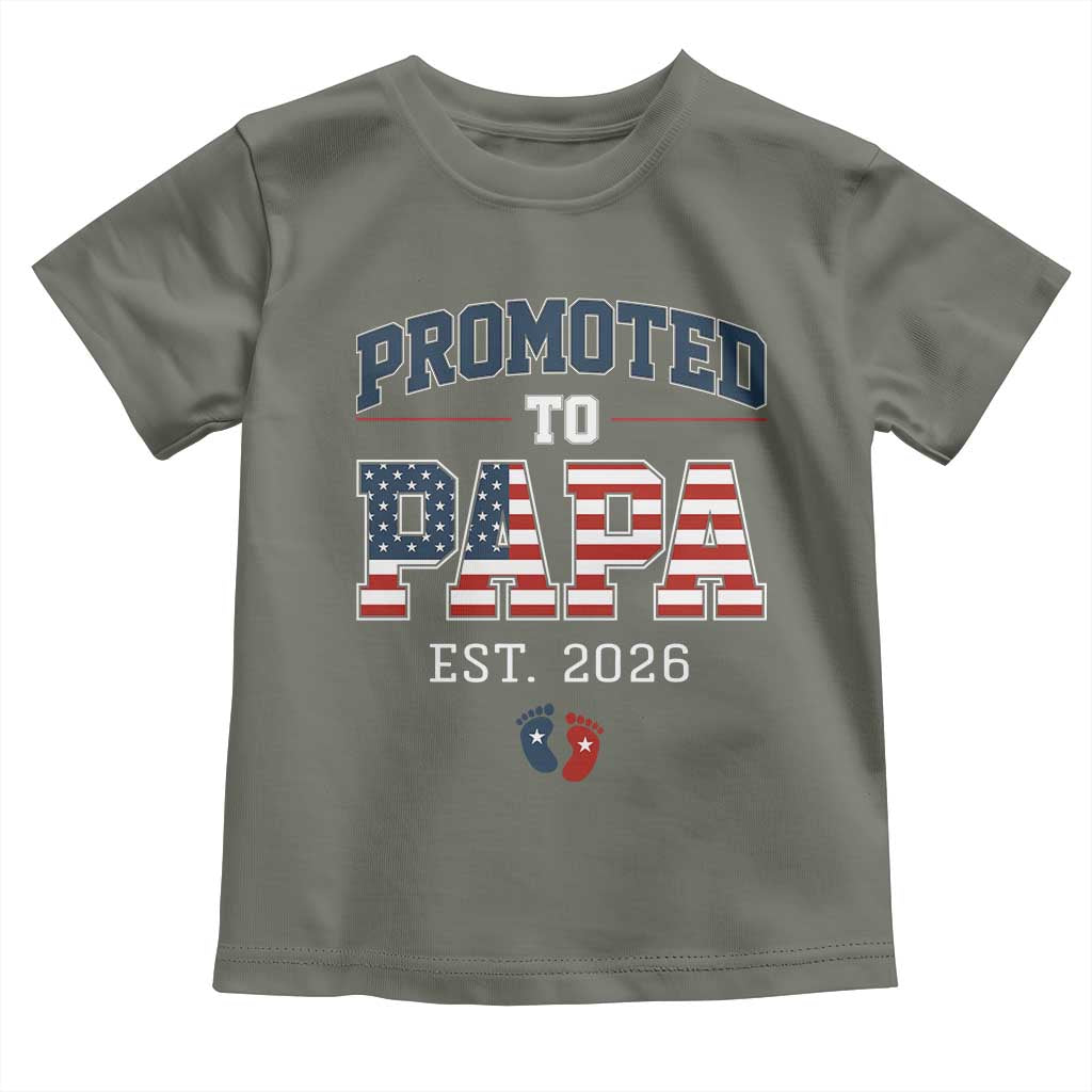 Patriotic Promoted To Dad Est 2026 Toddler T Shirt US Flag New Father Gift