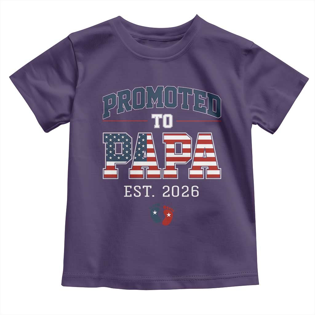 Patriotic Promoted To Dad Est 2026 Toddler T Shirt US Flag New Father Gift