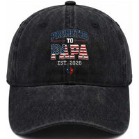 Patriotic Promoted To Dad Est 2026 Washed Cotton Baseball Cap US Flag New Father Gift