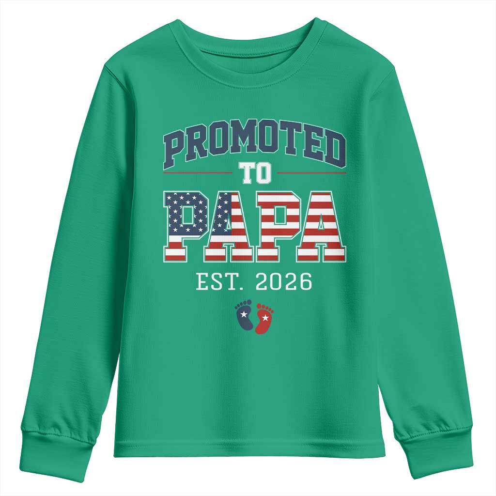 Patriotic Promoted To Dad Est 2026 Youth Sweatshirt US Flag New Father Gift