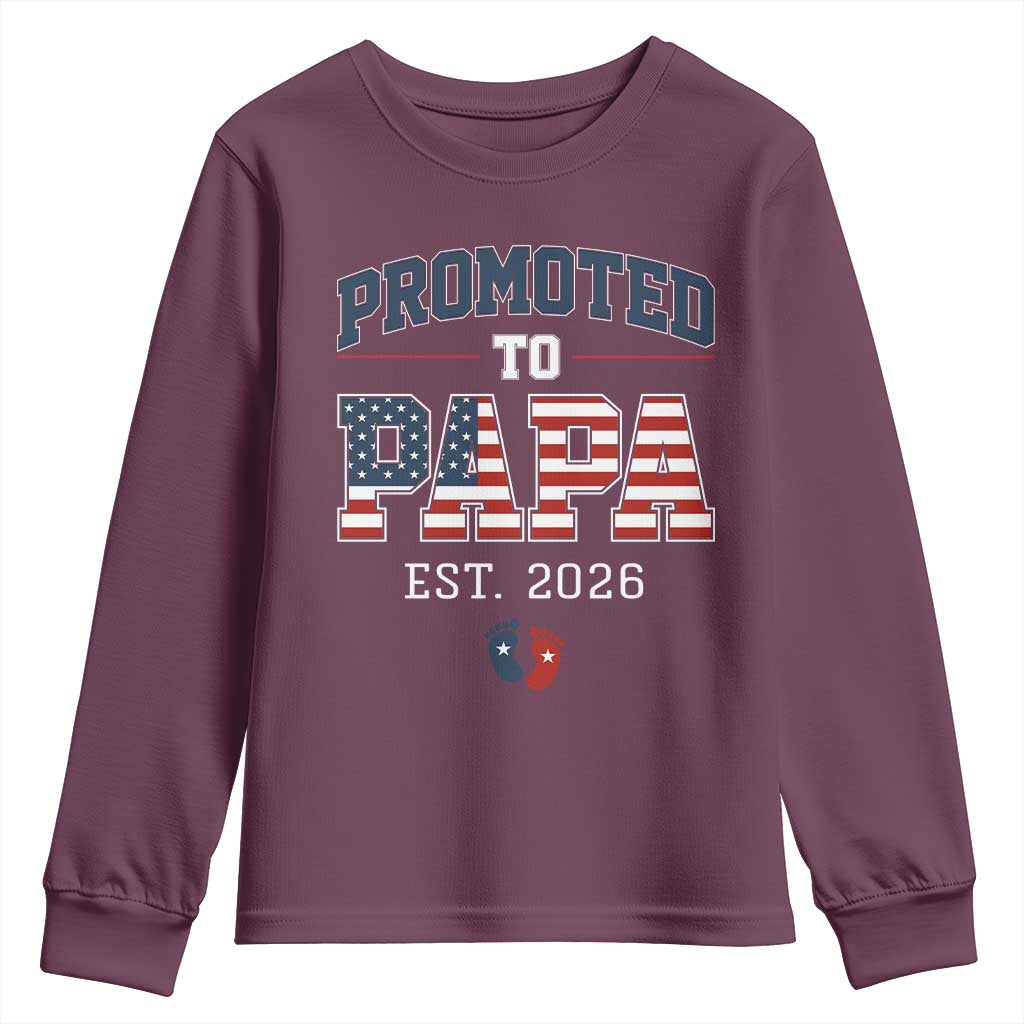 Patriotic Promoted To Dad Est 2026 Youth Sweatshirt US Flag New Father Gift