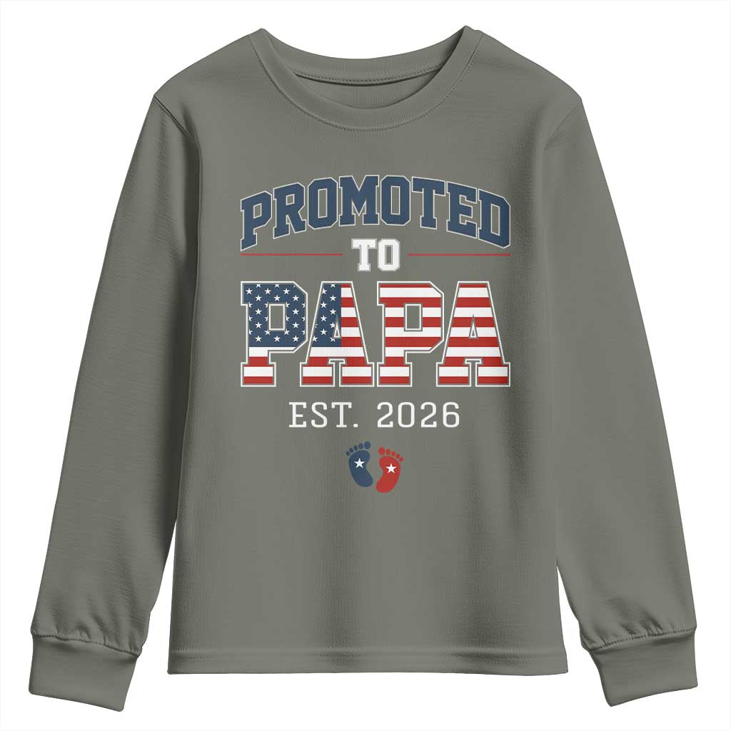 Patriotic Promoted To Dad Est 2026 Youth Sweatshirt US Flag New Father Gift
