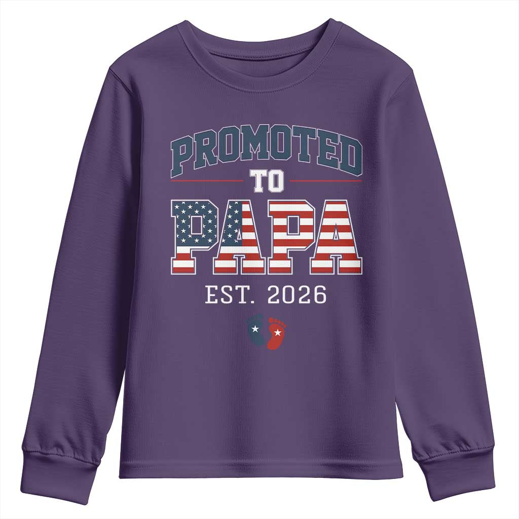 Patriotic Promoted To Dad Est 2026 Youth Sweatshirt US Flag New Father Gift