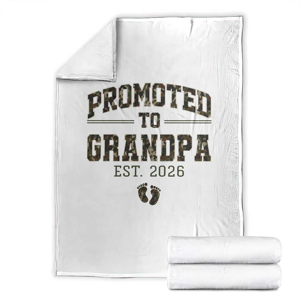 Promoted To Grandpa Est 2026 Throw Blanket Vintage Camo Grandpa Graphic