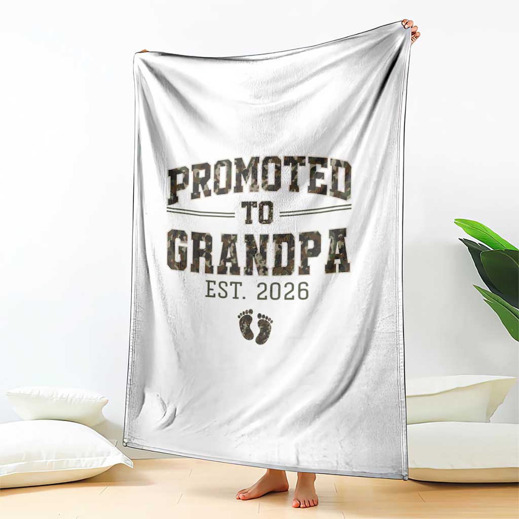 Promoted To Grandpa Est 2026 Throw Blanket Vintage Camo Grandpa Graphic