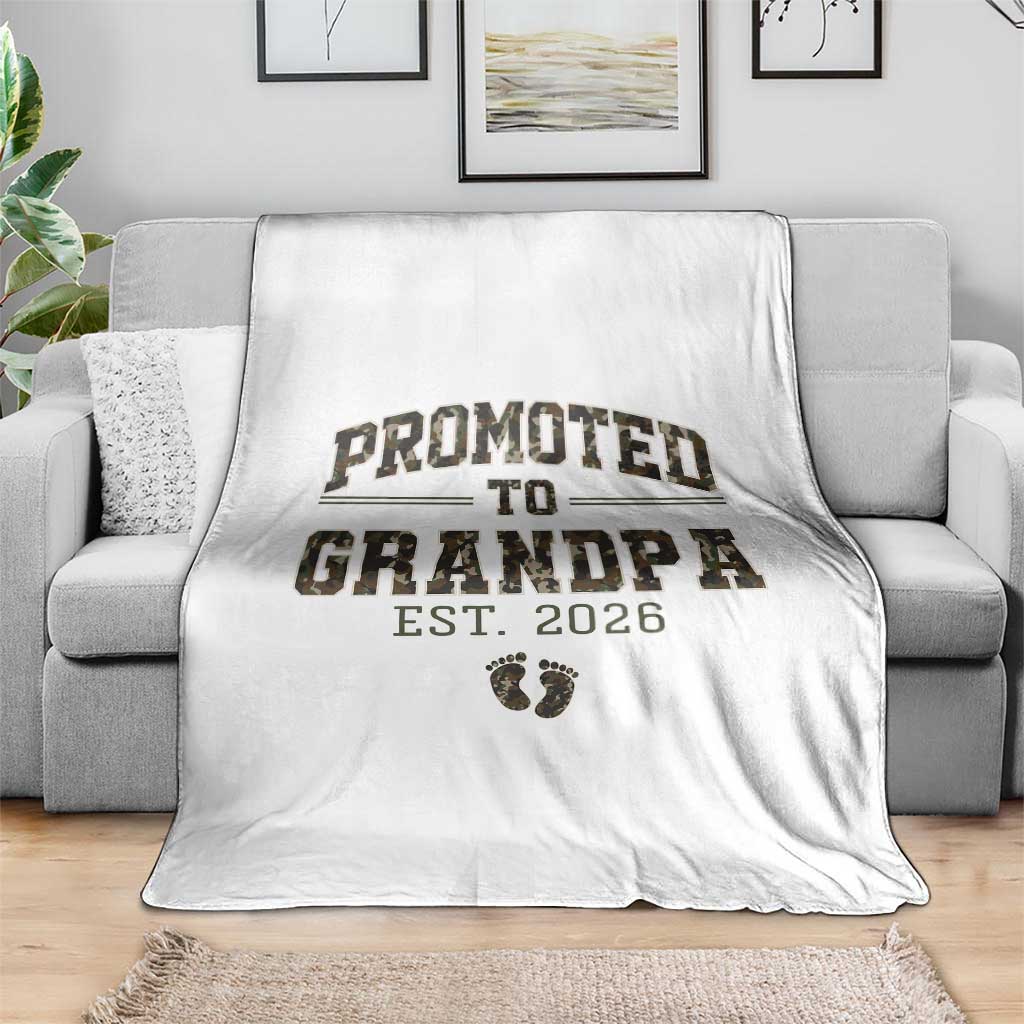 Promoted To Grandpa Est 2026 Throw Blanket Vintage Camo Grandpa Graphic