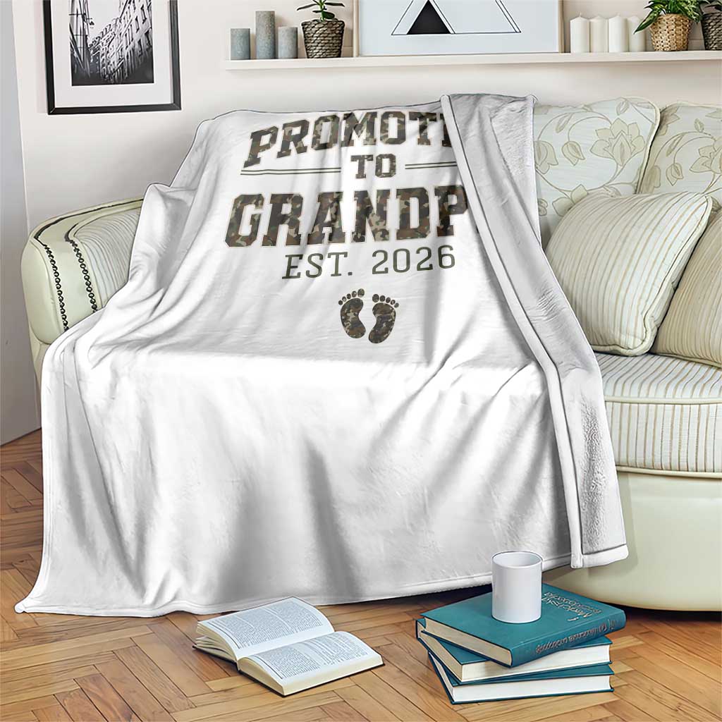 Promoted To Grandpa Est 2026 Throw Blanket Vintage Camo Grandpa Graphic