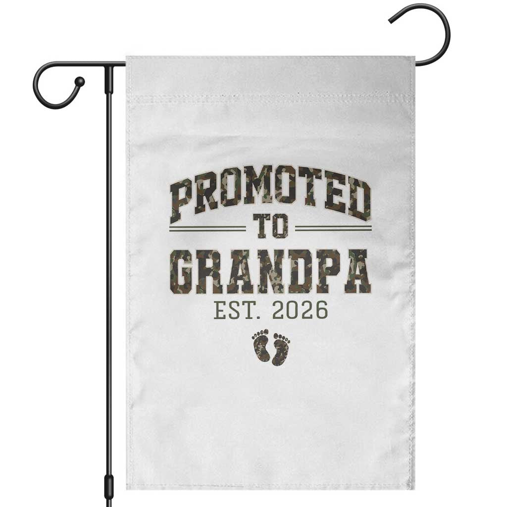 Promoted To Grandpa Est 2026 Garden Flag Vintage Camo Grandpa Graphic