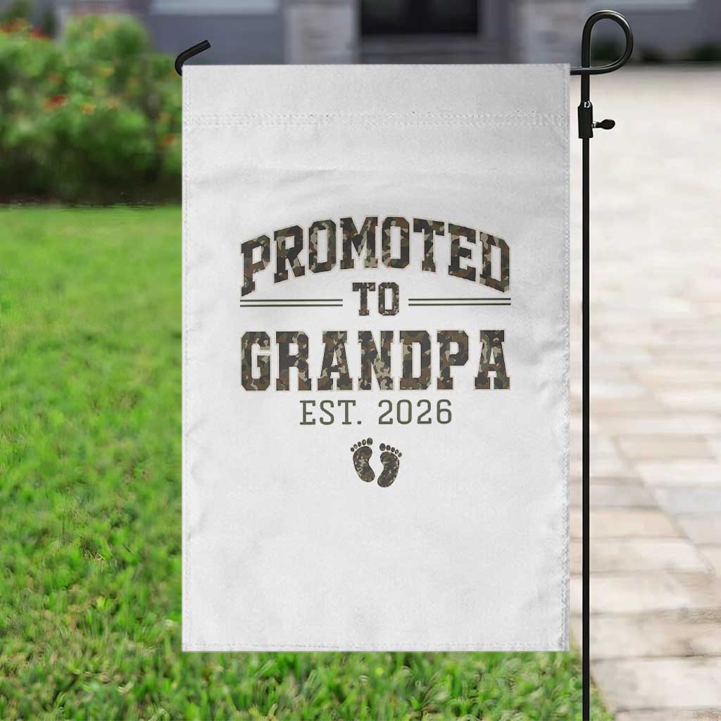 Promoted To Grandpa Est 2026 Garden Flag Vintage Camo Grandpa Graphic