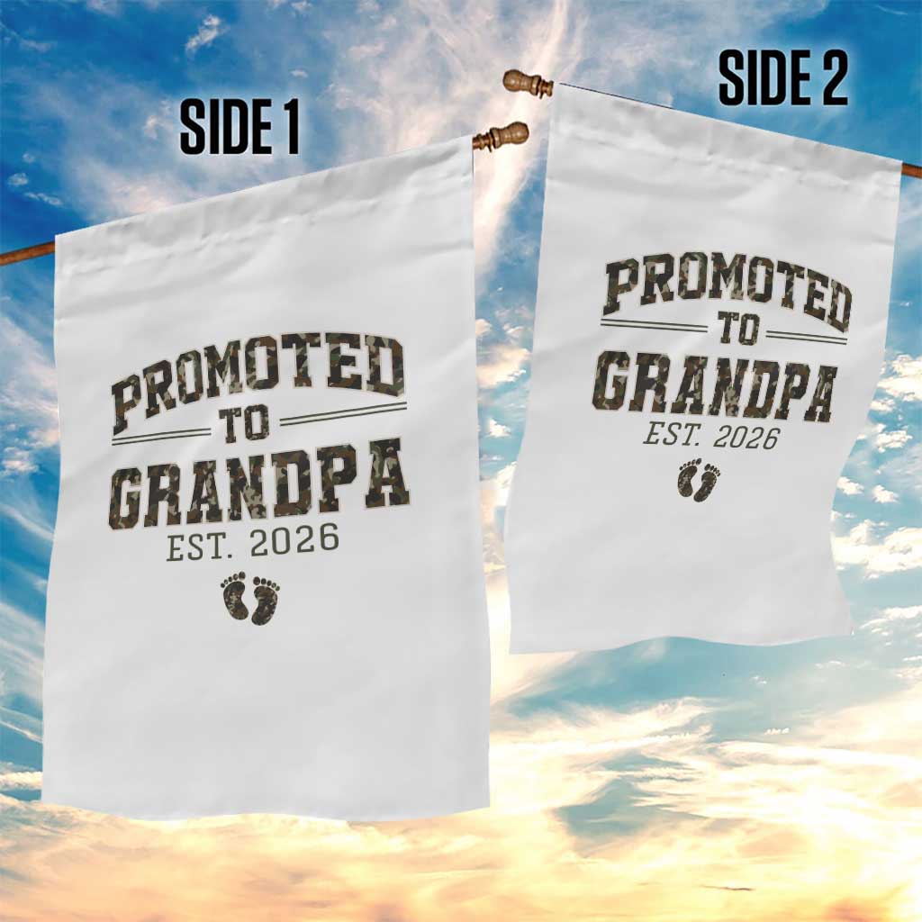 Promoted To Grandpa Est 2026 Garden Flag Vintage Camo Grandpa Graphic