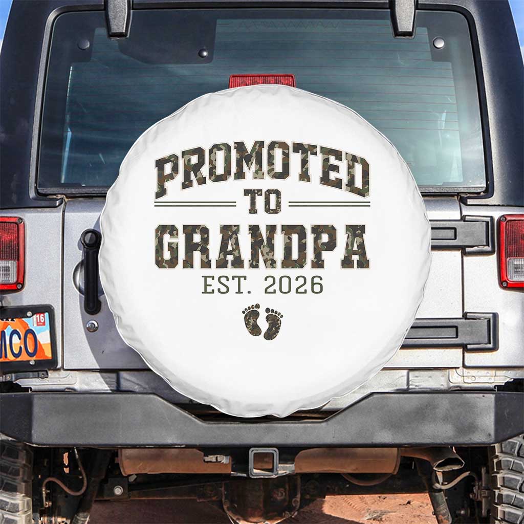 Promoted To Grandpa Est 2026 Spare Tire Cover Vintage Camo Grandpa Graphic