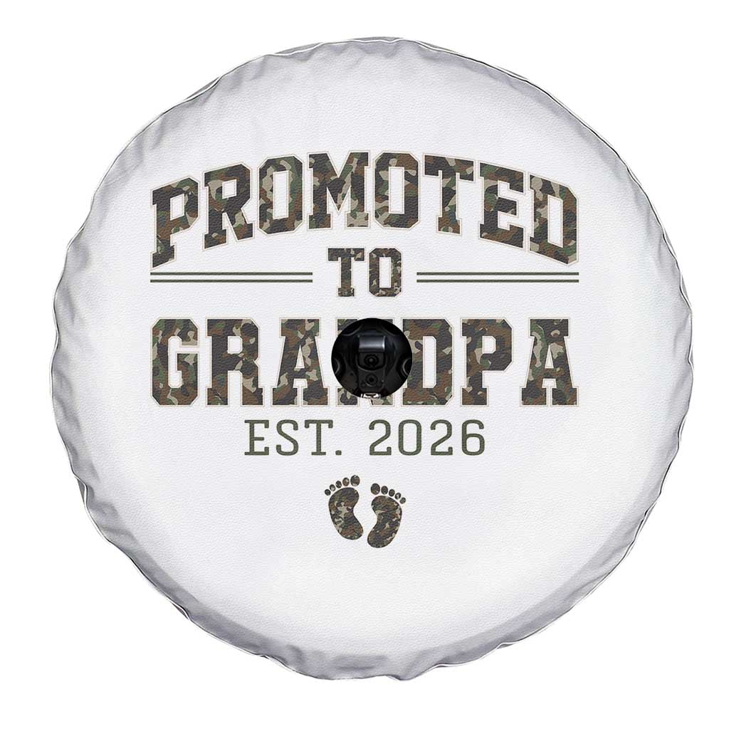 Promoted To Grandpa Est 2026 Spare Tire Cover Vintage Camo Grandpa Graphic