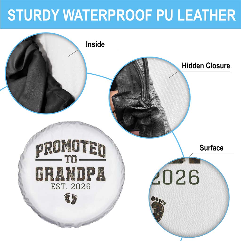 Promoted To Grandpa Est 2026 Spare Tire Cover Vintage Camo Grandpa Graphic