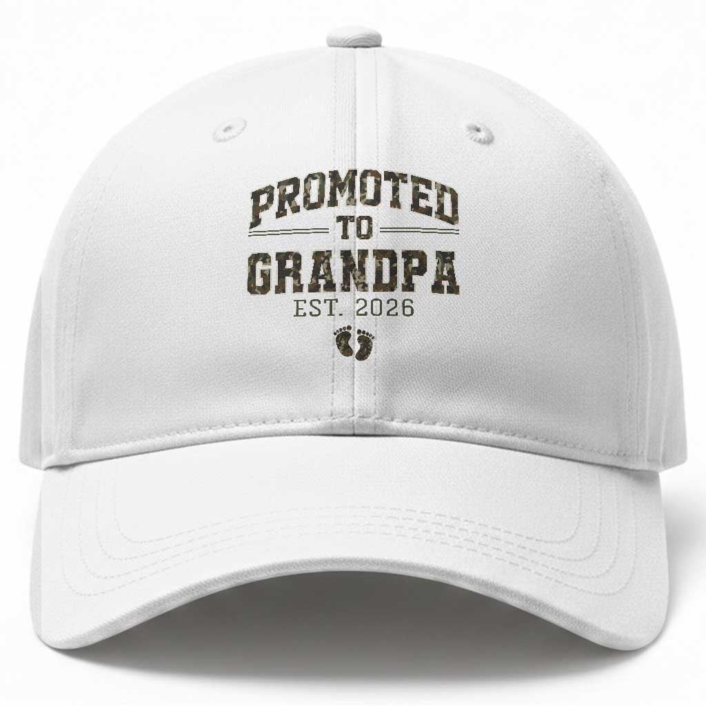 Promoted To Grandpa Est 2026 Baseball Cap Vintage Camo Grandpa Graphic