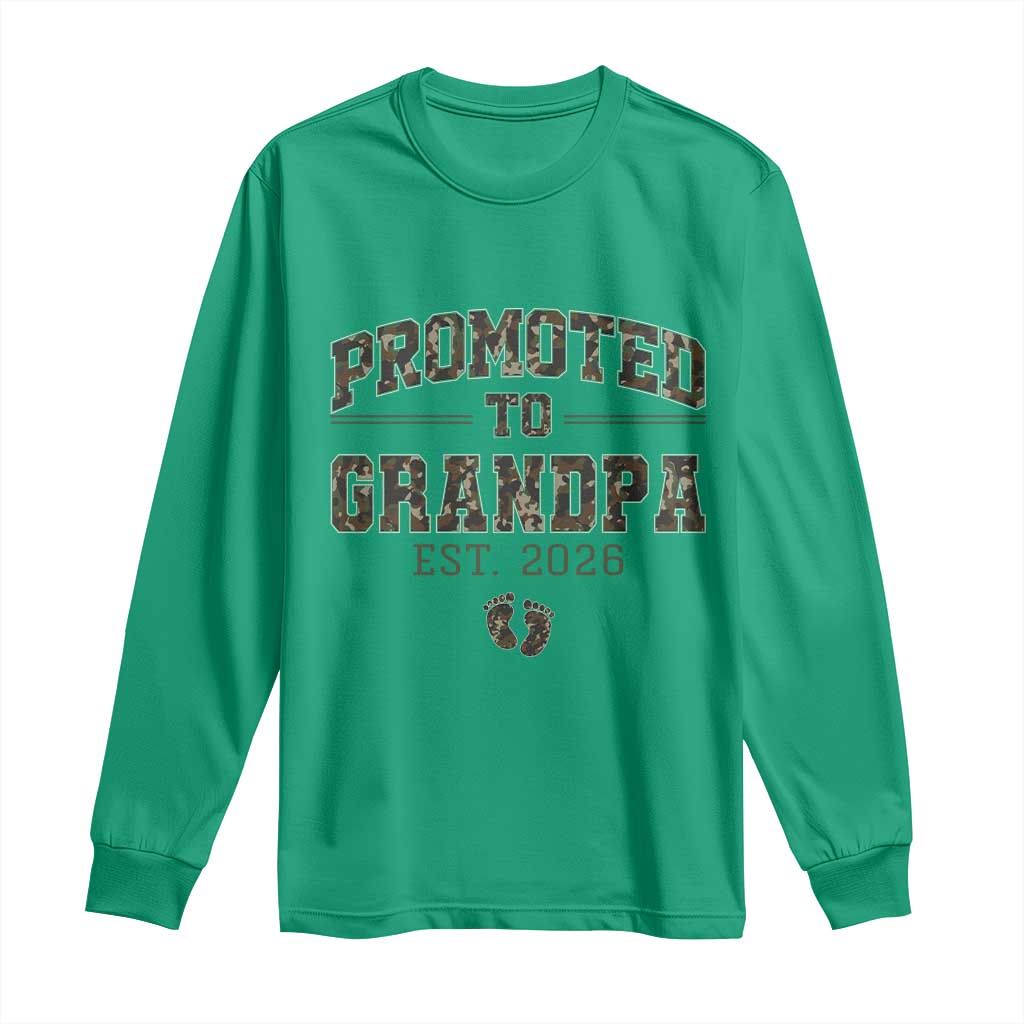 Promoted To Grandpa Est 2026 Long Sleeve Shirt Vintage Camo Grandpa Graphic