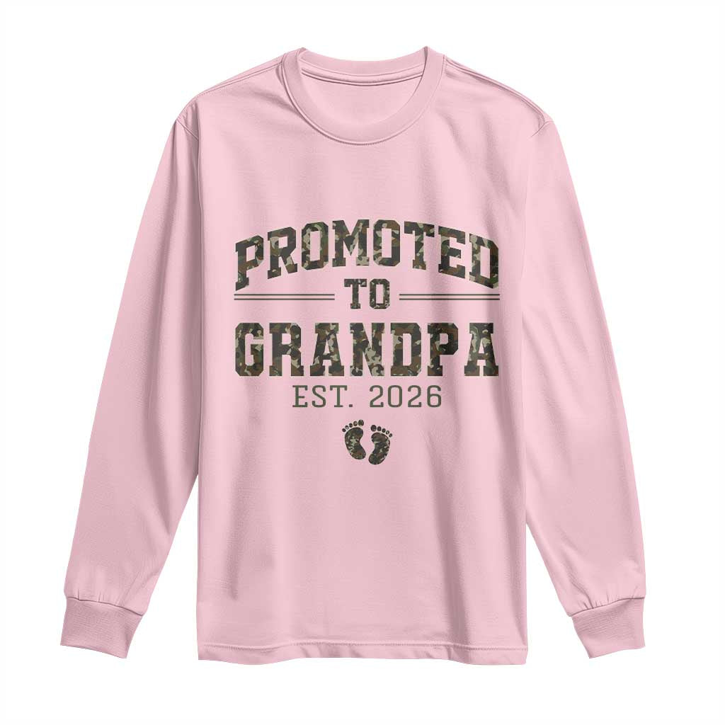 Promoted To Grandpa Est 2026 Long Sleeve Shirt Vintage Camo Grandpa Graphic