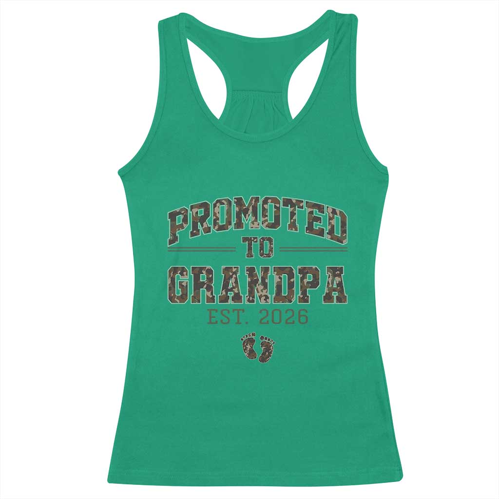 Promoted To Grandpa Est 2026 Racerback Tank Top Vintage Camo Grandpa Graphic