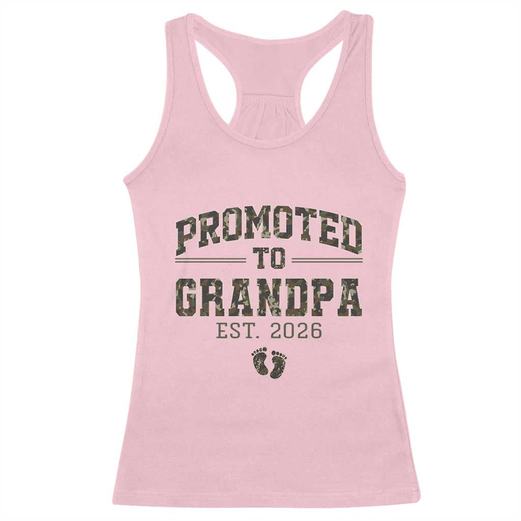 Promoted To Grandpa Est 2026 Racerback Tank Top Vintage Camo Grandpa Graphic