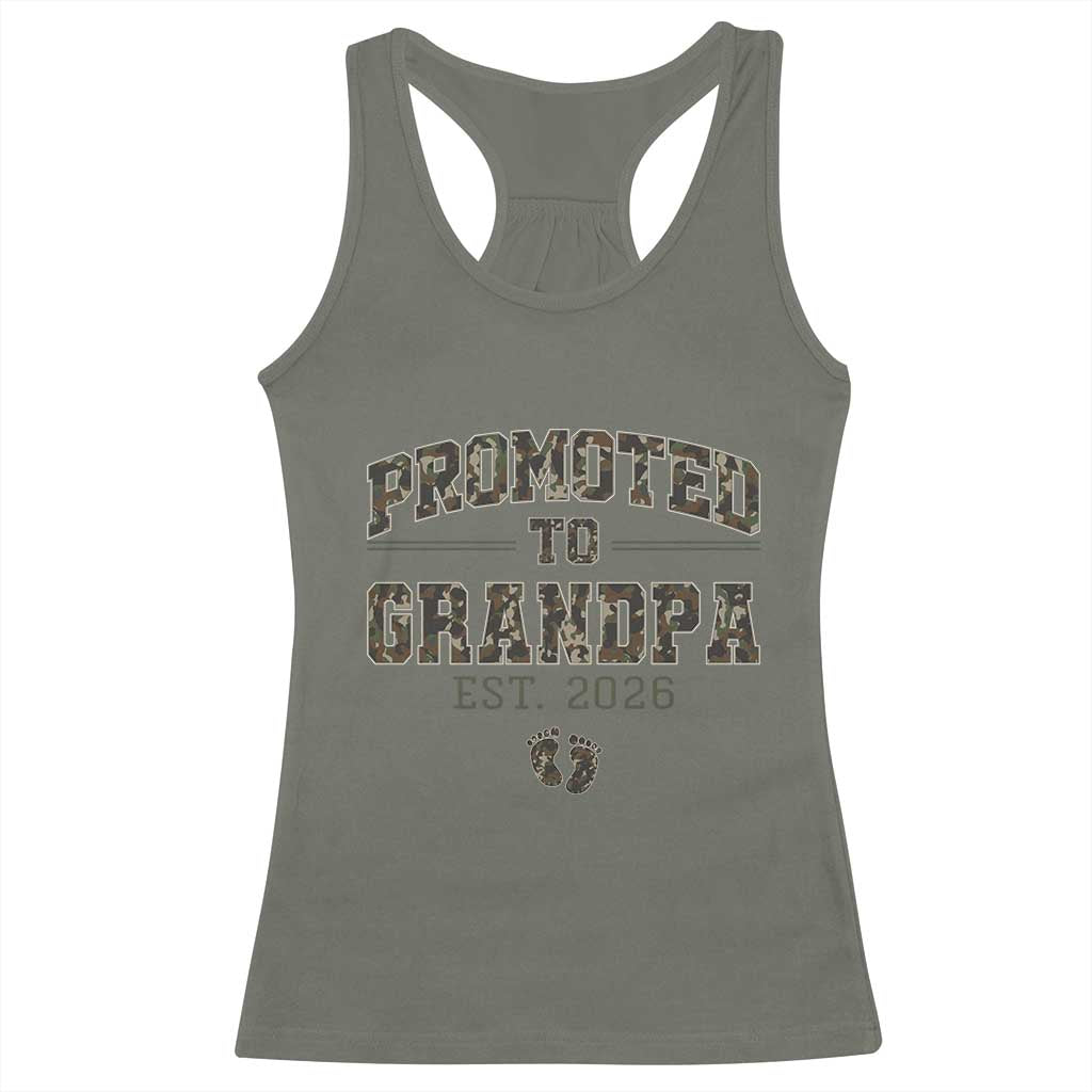 Promoted To Grandpa Est 2026 Racerback Tank Top Vintage Camo Grandpa Graphic