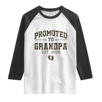 Promoted To Grandpa Est 2026 Raglan Shirt Vintage Camo Grandpa Graphic