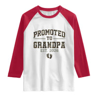 Promoted To Grandpa Est 2026 Raglan Shirt Vintage Camo Grandpa Graphic