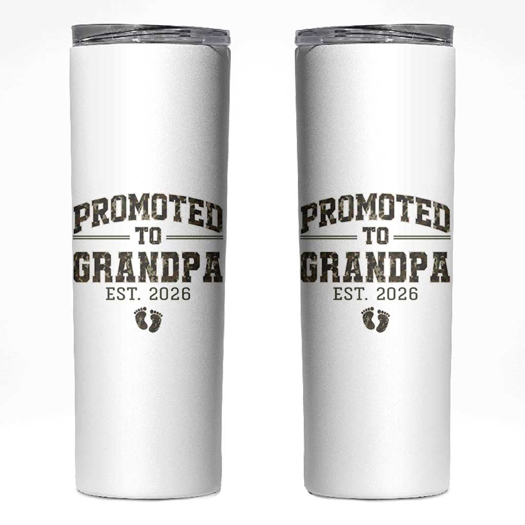 Promoted To Grandpa Est 2026 Skinny Tumbler Vintage Camo Grandpa Graphic