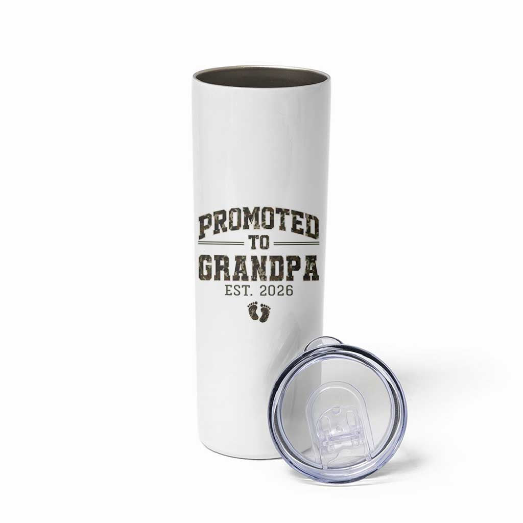 Promoted To Grandpa Est 2026 Skinny Tumbler Vintage Camo Grandpa Graphic