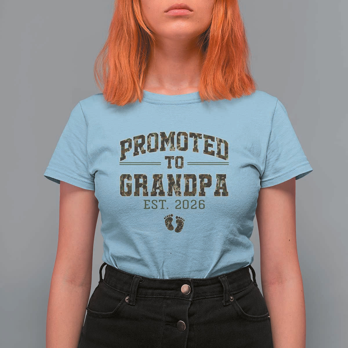 Promoted To Grandpa Est 2026 T Shirt For Women Vintage Camo Grandpa Graphic