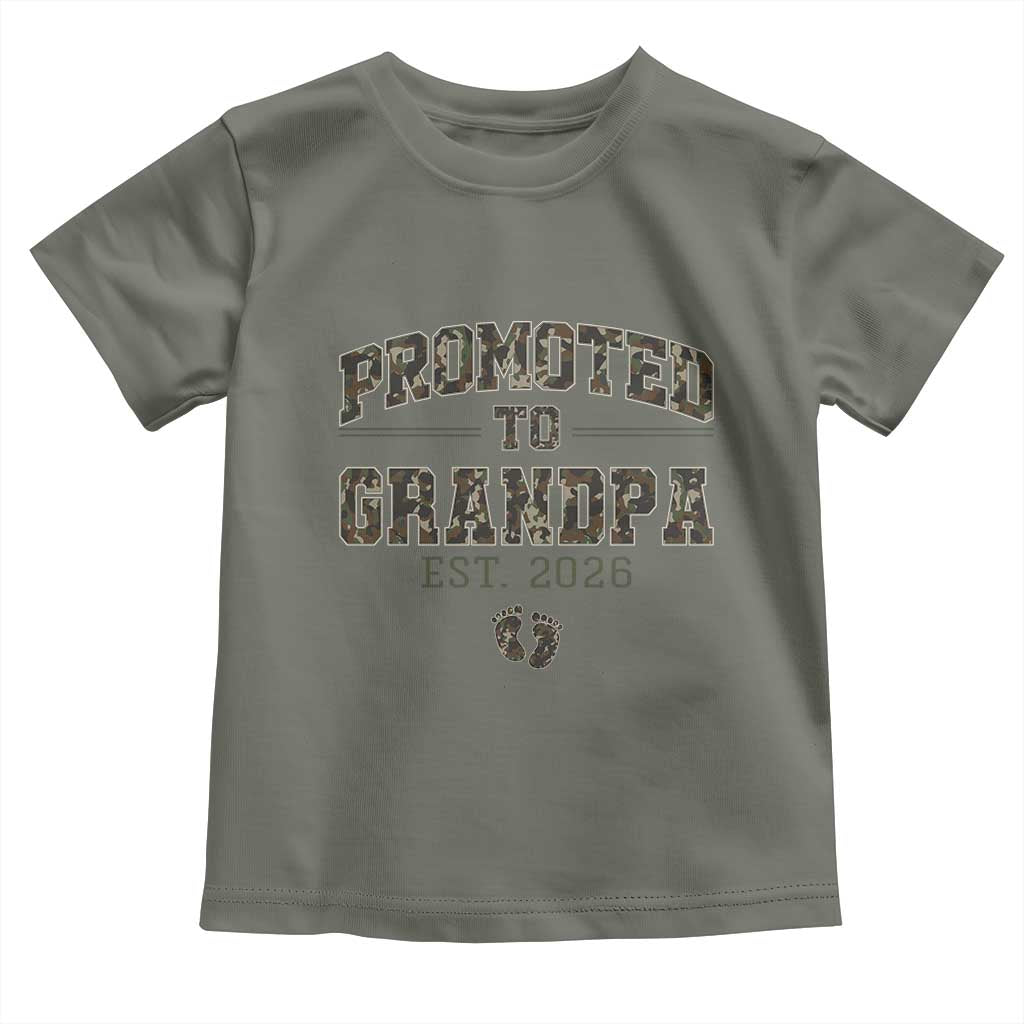 Promoted To Grandpa Est 2026 Toddler T Shirt Vintage Camo Grandpa Graphic