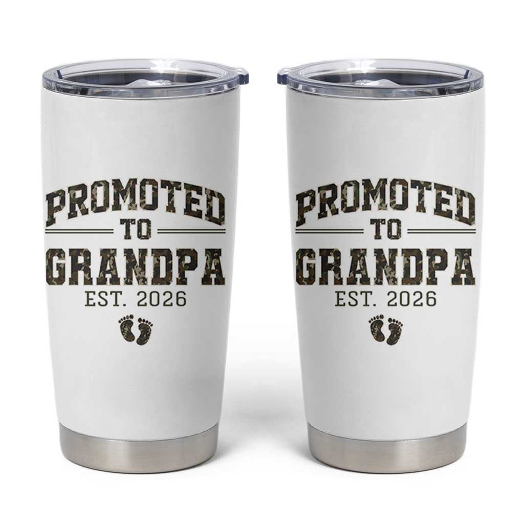 Promoted To Grandpa Est 2026 Tumbler Cup Vintage Camo Grandpa Graphic