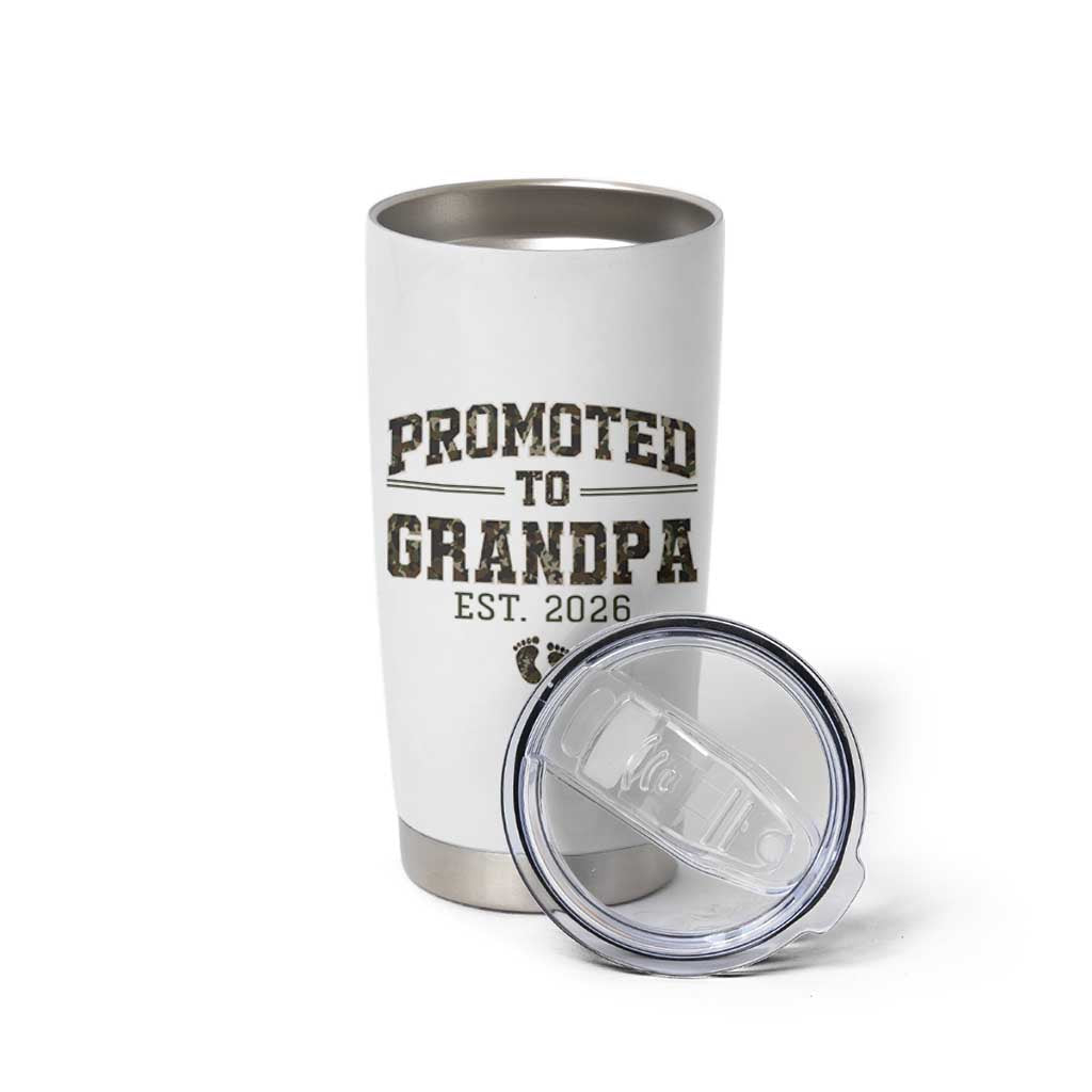 Promoted To Grandpa Est 2026 Tumbler Cup Vintage Camo Grandpa Graphic