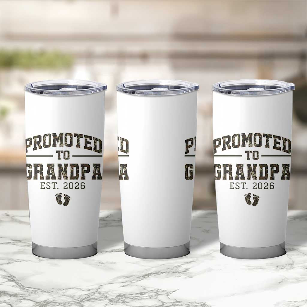 Promoted To Grandpa Est 2026 Tumbler Cup Vintage Camo Grandpa Graphic