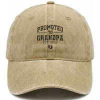 Promoted To Grandpa Est 2026 Washed Cotton Baseball Cap Vintage Camo Grandpa Graphic