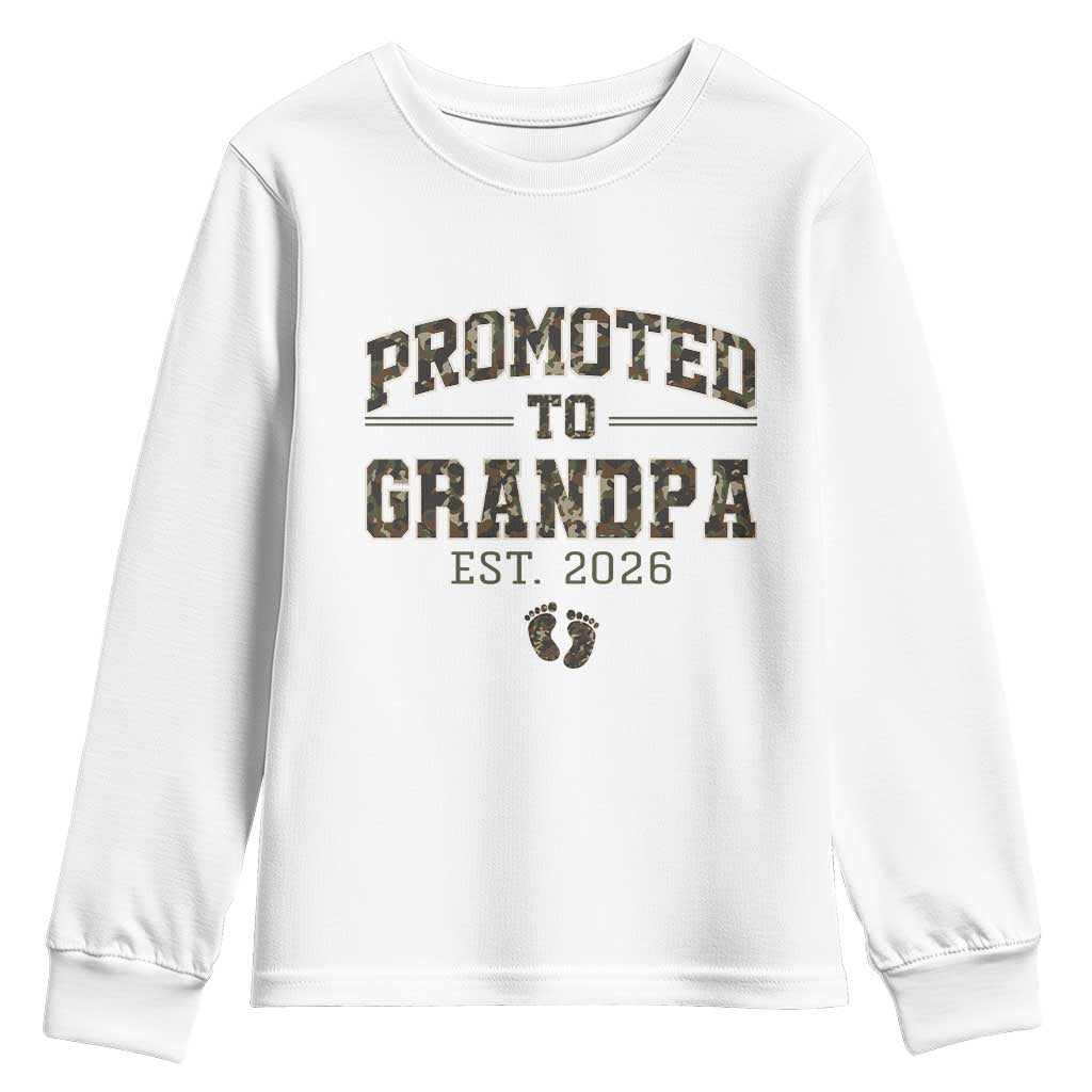 Promoted To Grandpa Est 2026 Youth Sweatshirt Vintage Camo Grandpa Graphic