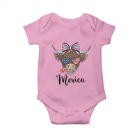 Patriotic Highland Cow Baby Onesie Merica USA Flag Farmer Gift